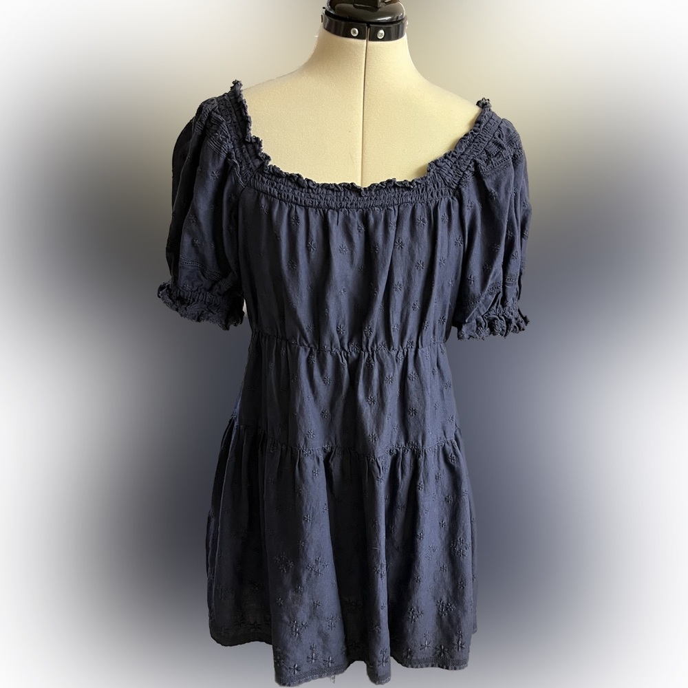 Cornflower blue Old Navy dress with embossed flowers. Size small.